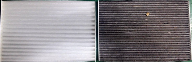                                                          사진) 자동차의 마스크는 차내 필터이다. 정상 필터(左), 오염이 심한 필터(右)