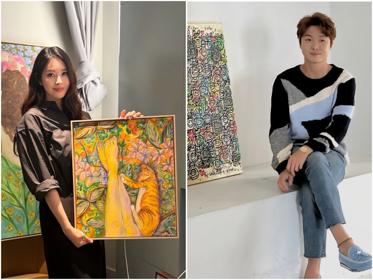 ▲사진:(우)팝아티스트 한상윤과 (좌)서정적 회화 작업을 이어온 방송인 겸 작가 서동주