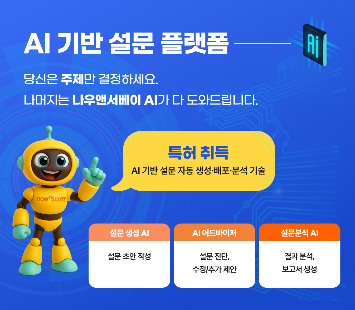 ▲사진:'설문 웹페이지 제작 서비스 제공시스템' 특허 취득  출처: 나우앤서베이